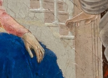 Piero della Francesca, Flagellazione di Cristo, particolare della mano di Pilato